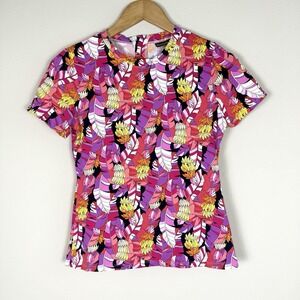 Tommy‎ Bahama Short Sleeve Rash Guard Womens Small Banana Bunch Tropical Beach